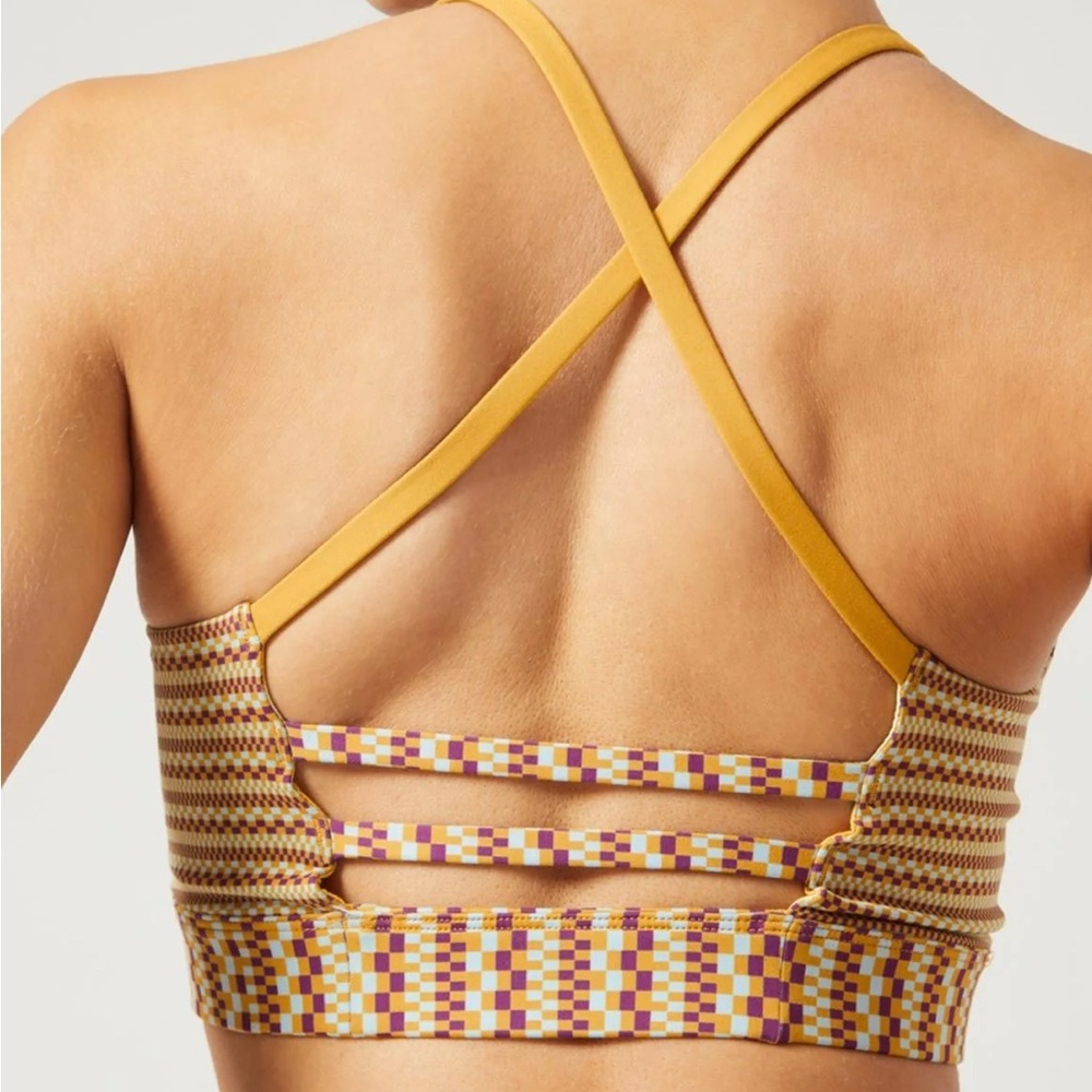 WITH Gaby Strap Back Zipper Sports Bra Turmeric Yellow NWT Medium